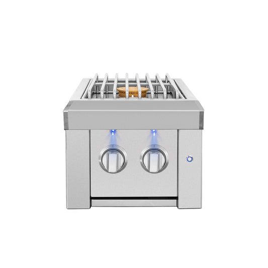 American Made Grills Estate double side burner — with the lid removed