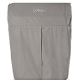 Gray Coyote outdoor grill cover with center seam and white brand logo