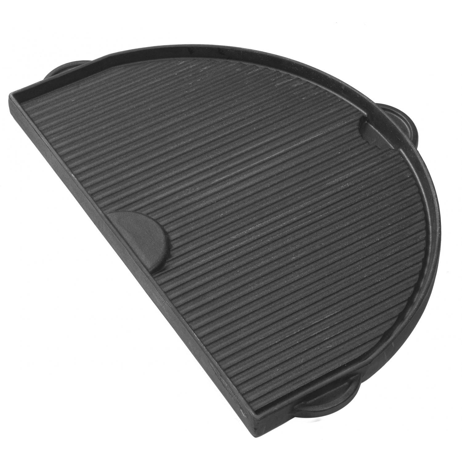 Primo half-moon cast iron griddle for Oval XX-Large grill, reversible flat and grooved sides