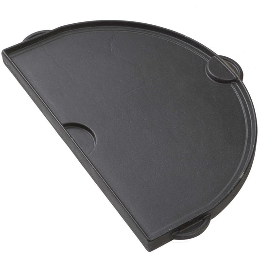 Primo half-moon cast iron griddle for Oval Junior grill, reversible flat and grooved sides