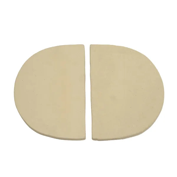 Primo 2-piece ceramic heat deflector plates for Oval X-Large grill, for indirect cooking and smoking
