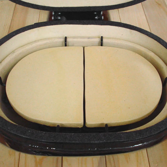Primo 2-piece ceramic heat deflector plates for Oval XX-Large grill, for indirect cooking and smoking