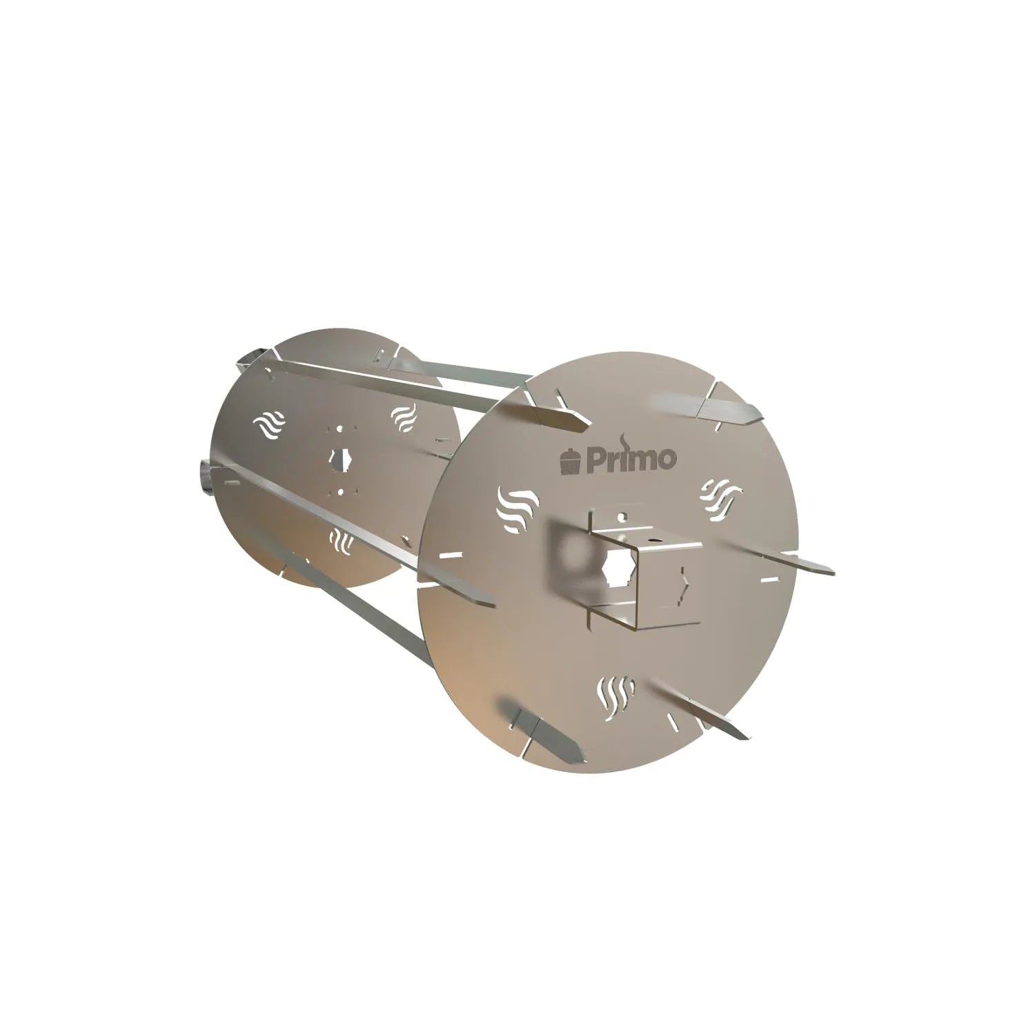 Primo rotisserie kebab holder with skewers that turn on the Primo rotisserie spit