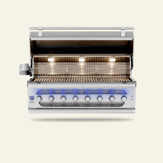 American Made Grills Muscle 54-inch hybrid built-in grill — with the hood open