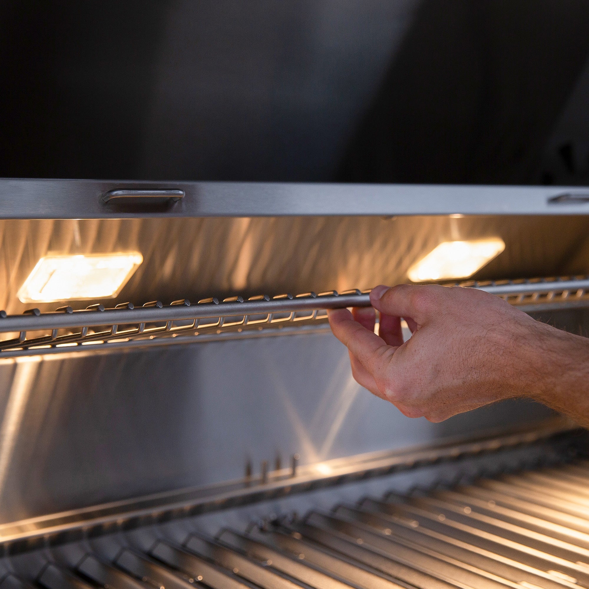 American Made Grills Muscle 36-inch hybrid built-in grill — interior lighting over the grates