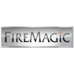 The Fire Magic brand logo, with the word FireMagic in metallic silver lettering on a white background