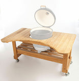 Primo Cypress Table for Kamado PG00601 shown with Kamado grill (grill sold separately)