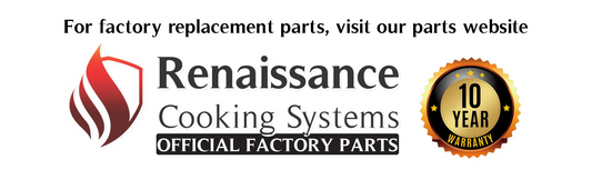 Renaissance Cooking Systems official factory parts banner with RCS logo and 10-year warranty badge
