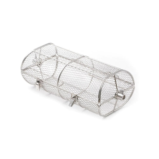 Primo oval rotisserie basket for tumbling wings, fries and vegetables on the Primo rotisserie