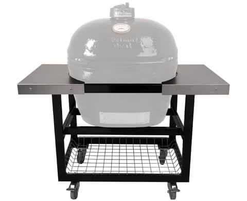 Primo cart base with basket and stainless steel side shelves for Oval X-Large and Large ceramic grills