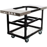 Primo cart base with basket and stainless steel side shelves for Oval X-Large and Large ceramic grills