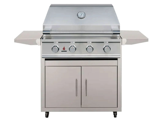 TrueFlame E Series 32" 4-Burner Freestanding Cart Grill with Premium 304 Stainless Steel, 14,000 BTUs