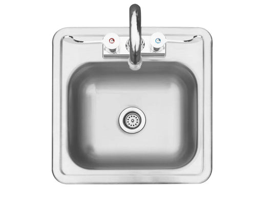 TrueFlame 15-inch stainless steel drop-in outdoor bar sink with single bowl and high-arc faucet
