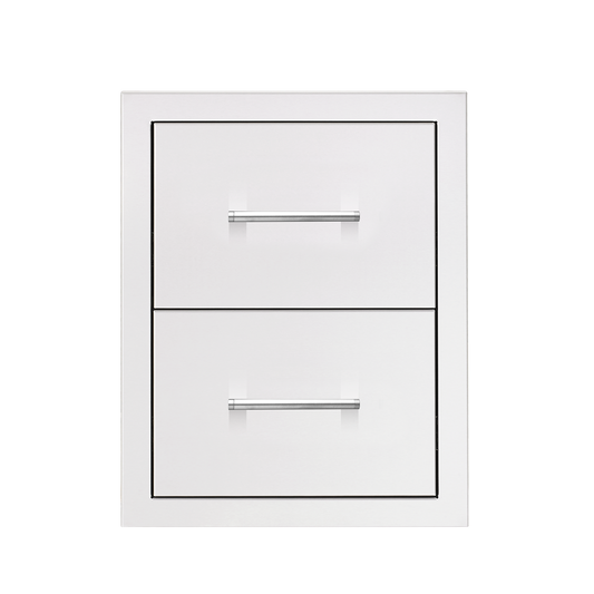 TrueFlame 17-inch stainless steel double access drawer for built-in outdoor kitchen