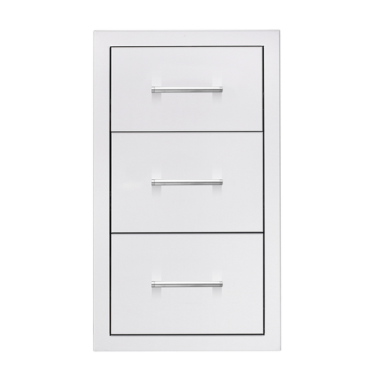 TrueFlame 17-inch stainless steel triple access drawer for built-in outdoor kitchen