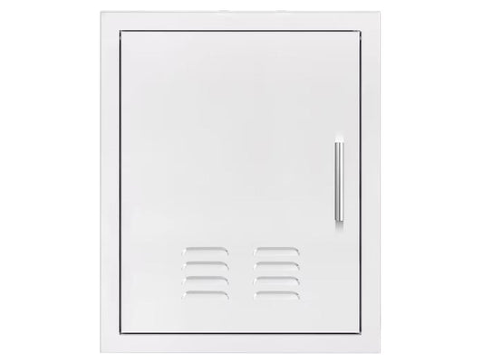 TrueFlame 18-inch stainless steel vertical single access door with right hinge and bottom vents for outdoor kitchen island