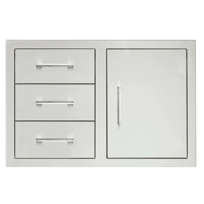 TrueFlame 33-inch stainless steel combo with double drawers and access door