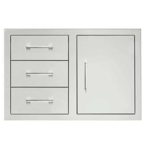 TrueFlame 33" 2-Drawer and Access Door Combo Masonry Frame TF-DC2-33M-A - 304 Stainless Steel