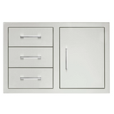 TrueFlame 33-inch stainless steel combo with double drawers and access door