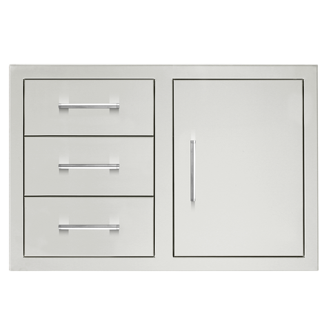 TrueFlame 33" 3-Drawer and Access Door Combo TF-DC3-33-A - Hidden Hinge, Soft-Close, 304 Stainless Steel