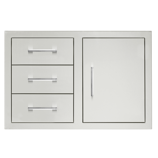 TrueFlame 33-inch stainless steel access door and triple drawer combo for outdoor kitchen island