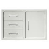 TrueFlame 33-inch stainless steel access door and triple drawer combo for outdoor kitchen island