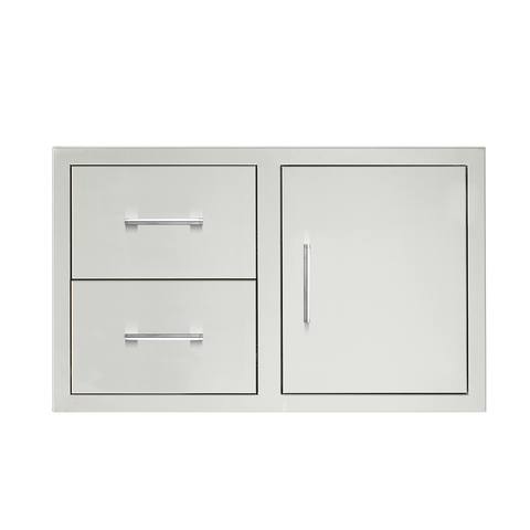 TrueFlame 36" 2-Drawer and Access Door Combo TF-DC2-36-A - Hidden Hinge, Soft-Close, 304 Stainless Steel