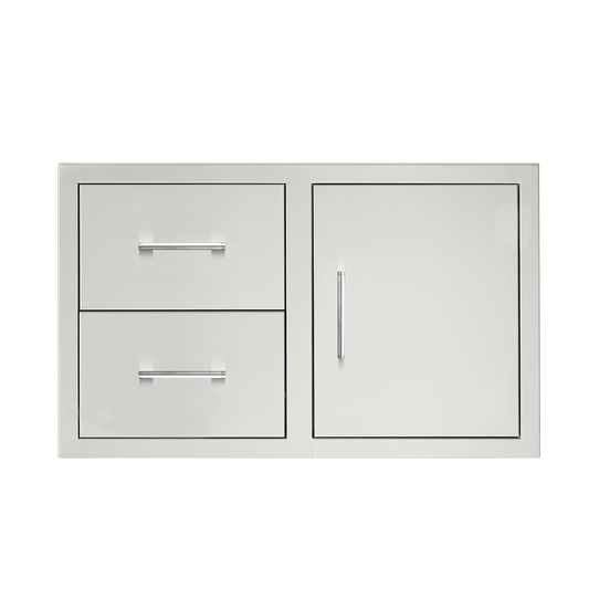 TrueFlame 36-inch stainless steel access door and double drawer combo for outdoor kitchen island