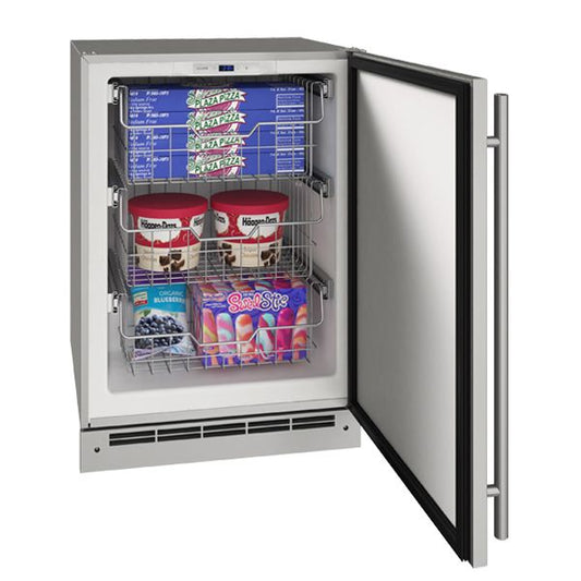 U-Line 24-inch outdoor convertible freezer UOFZ124 in stainless steel