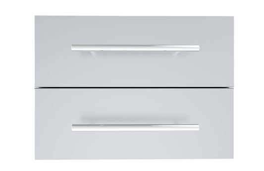Sunstone Designer Series 13" Height Multi-Configurable Double Drawer showcasing its sleek stainless steel design, perfect for storing BBQ tools and accessories.