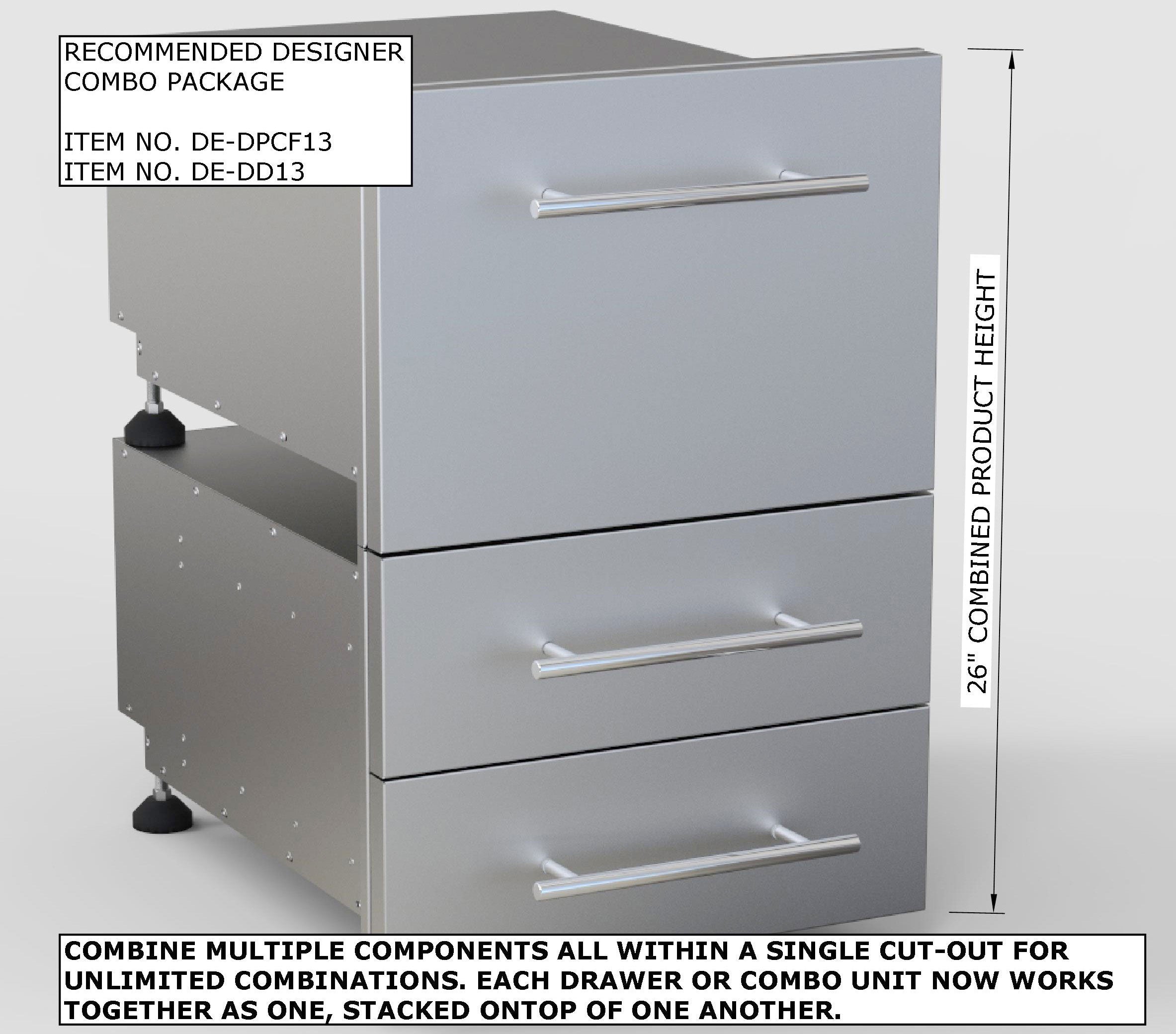 Sunstone Designer Series 13"H Multi-Configurable Tilt-out Paper Towel, Cutlery Drawer & Cutting Board Combo