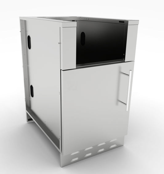 20-inch Sunstone Appliance Cabinet designed for outdoor kitchens, featuring a left-swing door for easy access and constructed from durable 304 stainless steel.