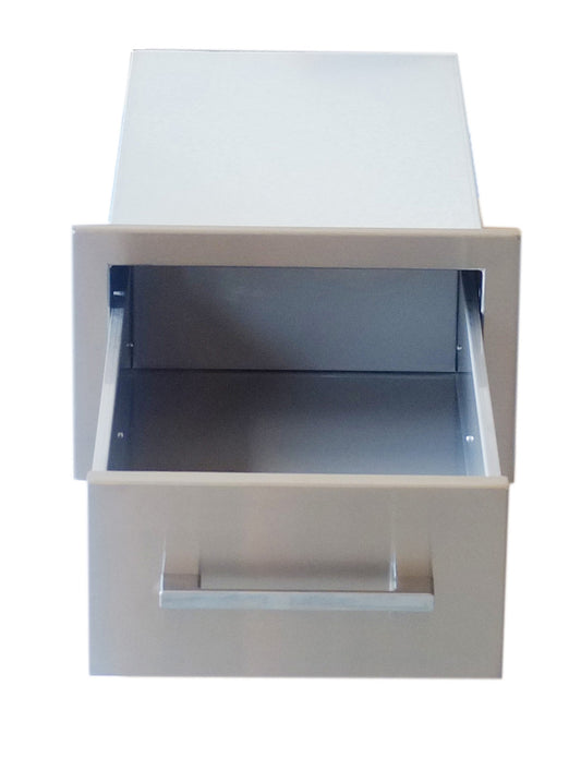 Sunstone Signature Series 6" Beveled Frame Double Drawer Unit with weather-resistant features for outdoor cooking.