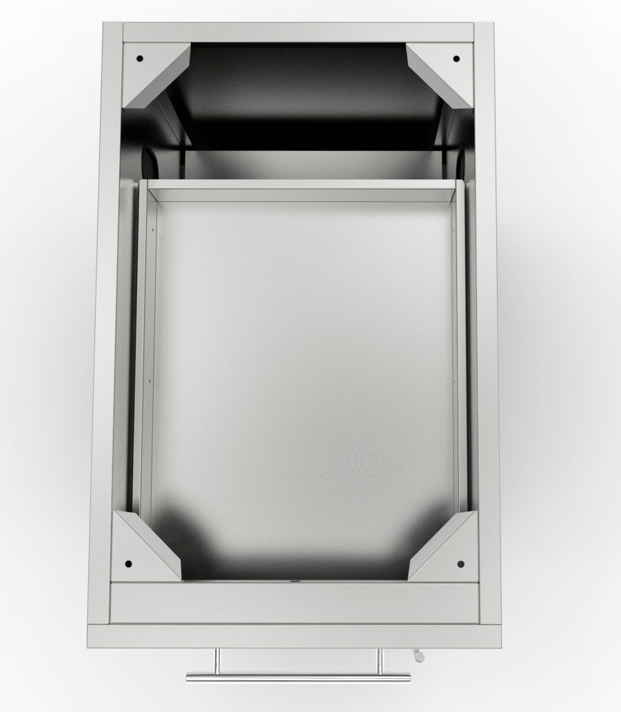 Sunstone 18" Left or Right Swing Door Cabinet with legs installed, perfect for outdoor kitchen setups.