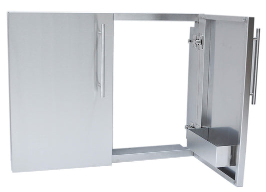 Sunstone Designer Series 36 inch Multi-Configurable Double Door with Door Shelves highlighted with durable 304 stainless steel, perfect for outdoor kitchens.