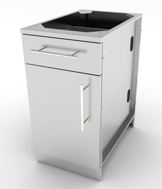 Sunstone 18" Left or Right Swing Door Cabinet with Shelf and Top Drawer showcasing durable stainless steel design.