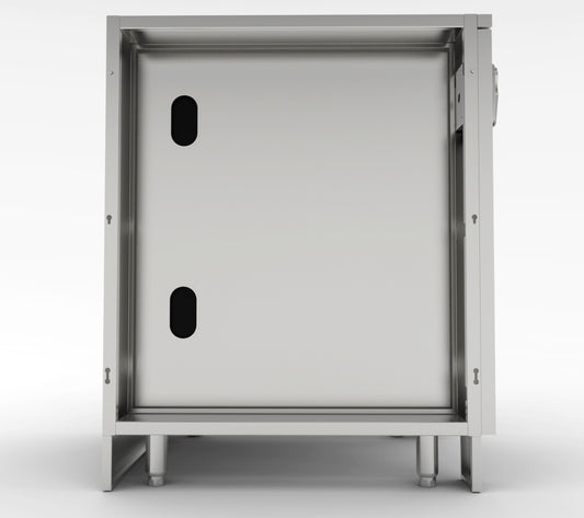 30-inch Sunstone Appliance Cabinet for up to 21-inch wide fridges, seamlessly fits into your outdoor prep space.