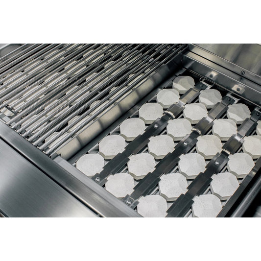 Close-up of the heavy-duty cooking grates on the American Made Grills Estate 30” Built-In Gas Grill, designed for optimal heat distribution.