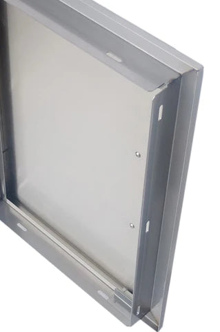 Bonfire Vertical Single Door 17" x 24" showcasing stainless steel construction and heavy-duty hinges.