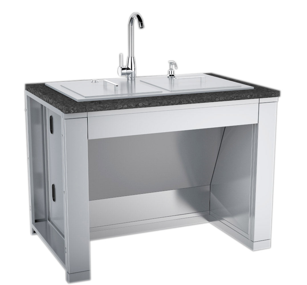 Interior view of Sunstone 44 inch ADA Compliant Combo Sink Base Cabinet highlighting removable counter rail.