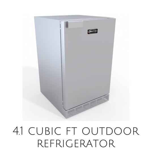 Interior view of Sunstone Outdoor Rated Refrigerator featuring spacious shelves and soda can dispenser.