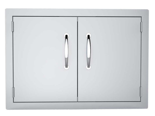 Close-up view of the magnets securing the doors of the Sunstone Classic Series 30" Double Door Dry Storage Pantry.