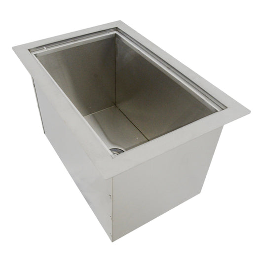 Close-up of the Sunstone 14” Ice Chest handle and cover, built for convenience and style in outdoor entertaining.