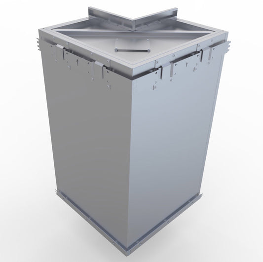 Sunstone Stainless Steel 12" x 12" Full Height 360 Swivel Door Corner Cabinet with Three Shelves showcasing its elegant design and sturdy construction.