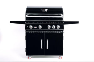 Bonfire Black Elite 4 Burner Grill w/Double Door Cart Model