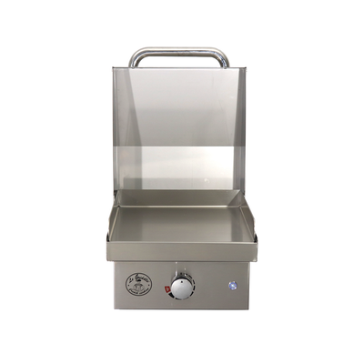 Le Griddle Wee Electric Griddle 16" with Lid in stainless steel showing its cooking surface, ideal for indoor and outdoor use.