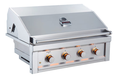 Sunstone Ruby 36" 4 Burner Pro-Sear Grill showcasing sleek all 304 stainless steel design and integrated Flame-Thrower Ignition system.