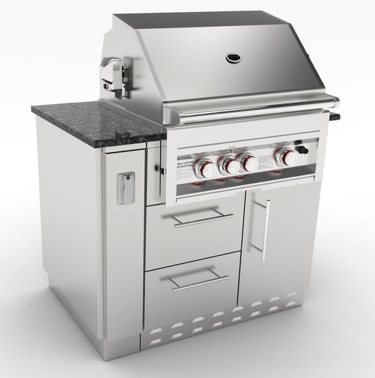 Close-up of the Sunstone Stainless Steel 6" Spacer Base Cabinet highlighting its robust construction and stylish design.