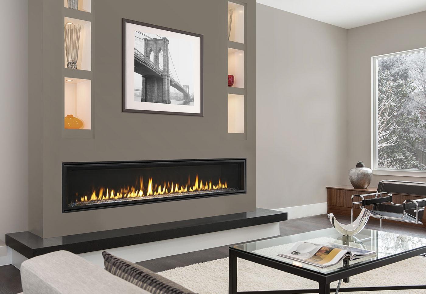 modern fireplace