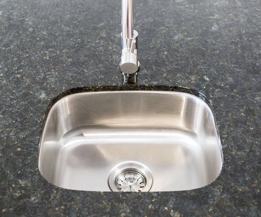 A close-up of the Summerset 19" x 15" Stainless Steel Undermount Sink highlighting the polished finish and quality materials.